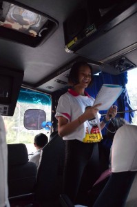 The organizer of this year's trip, Alicia briefing the members